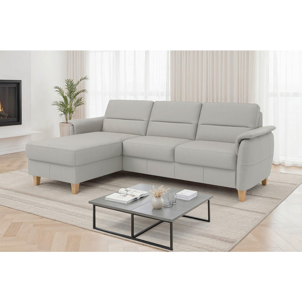 Sit & More ROHOVÁ SEDAČKA, kůže, světle šedá
