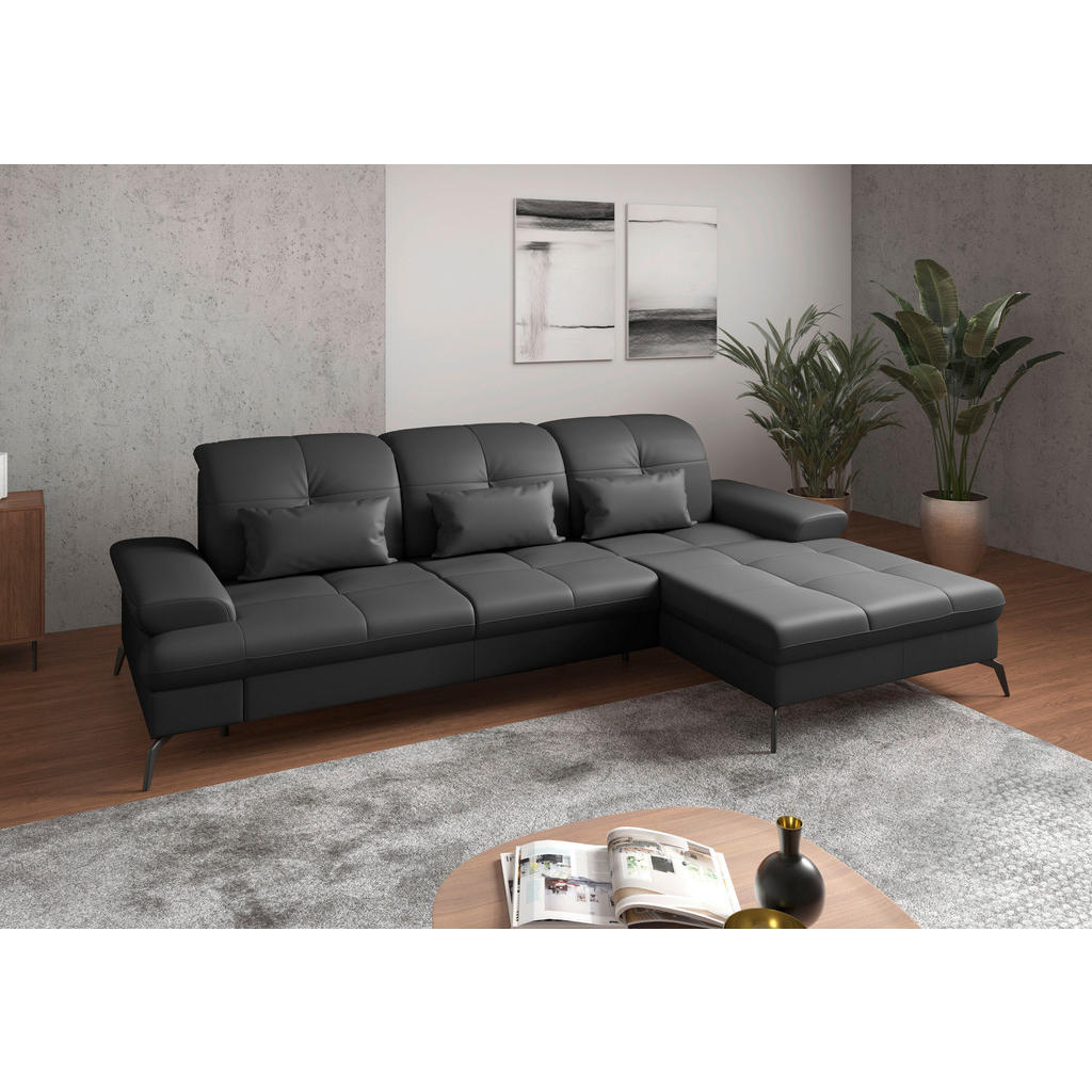 Sit & More ROHOVÁ SEDAČKA, kůže, textil, černá 1