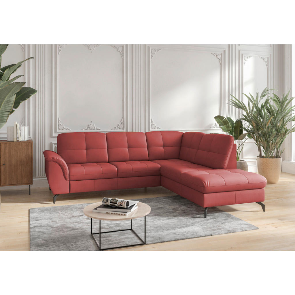 Sit & More ROHOVÁ SEDAČKA, kůže, textil, červená
