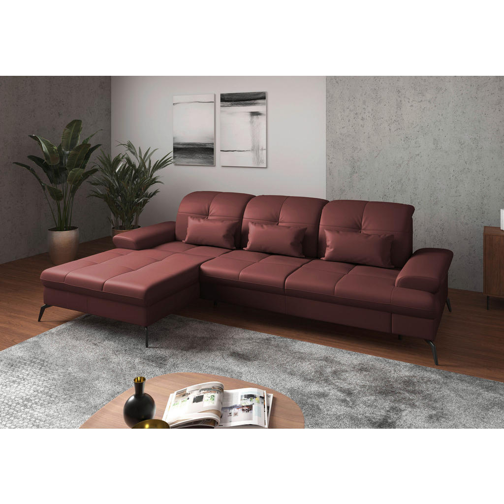 Sit & More ROHOVÁ SEDAČKA, kůže, textil, červenohnědá