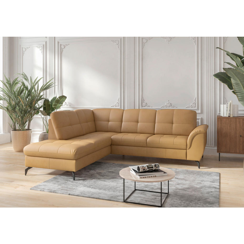 Sit & More ROHOVÁ SEDAČKA, kůže, textil, curry žlutá 1