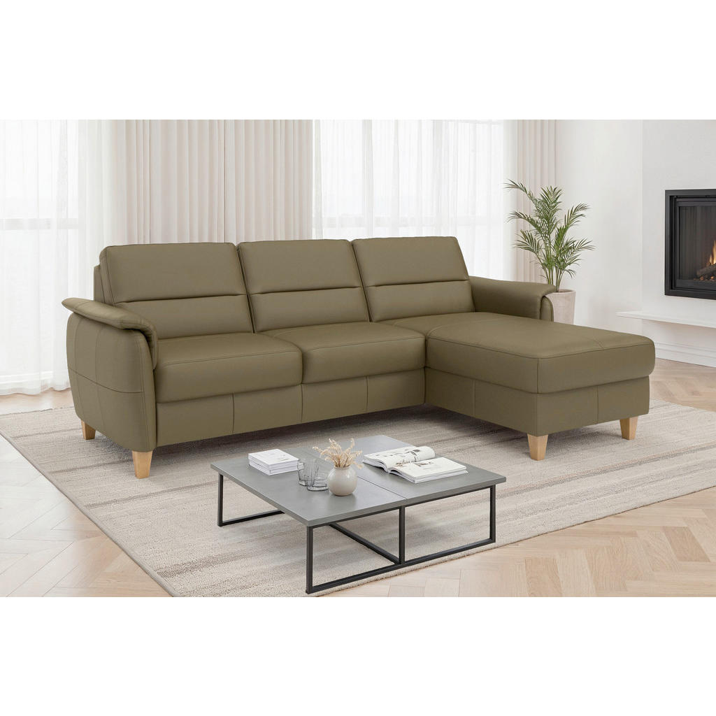 Sit & More ROHOVÁ SEDAČKA, kůže, textil, olivově zelená