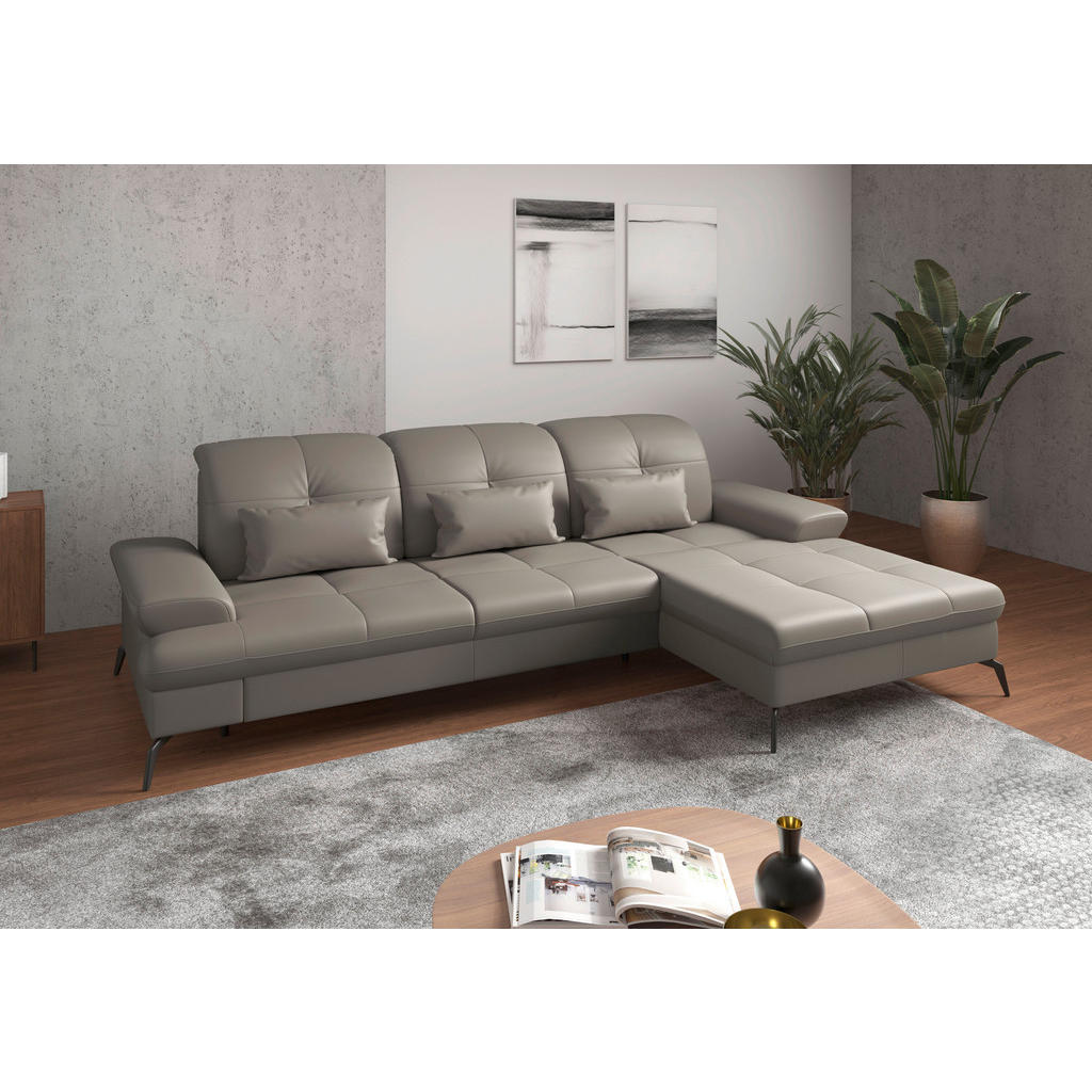 Sit & More ROHOVÁ SEDAČKA, kůže, textil, šedá