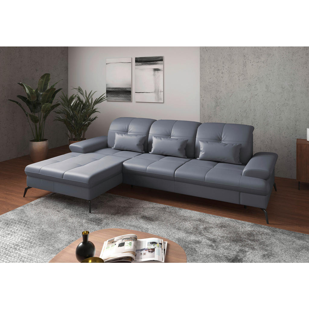 Sit & More ROHOVÁ SEDAČKA, kůže, textil, šedomodrá 1