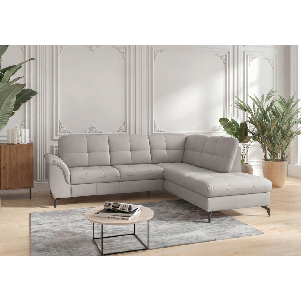 Sit & More ROHOVÁ SEDAČKA, kůže, textil, světle šedá 1