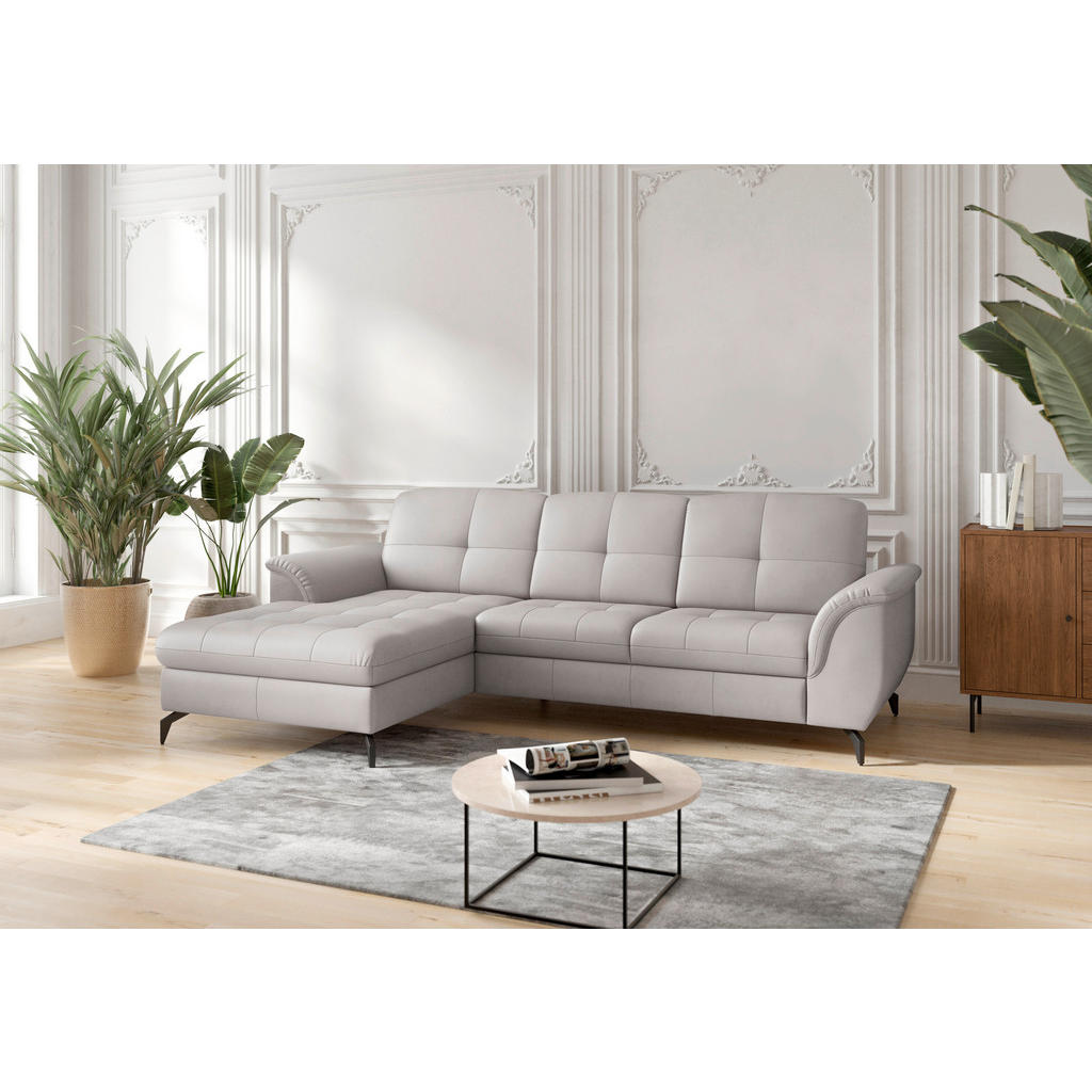 Sit & More ROHOVÁ SEDAČKA, kůže, textil, světle šedá