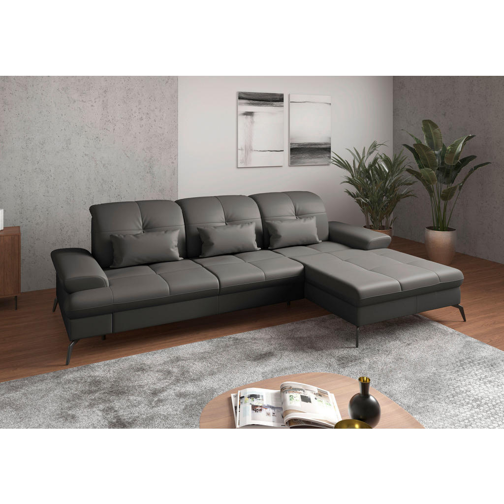Sit & More ROHOVÁ SEDAČKA, textil, kůže, antracitová 1
