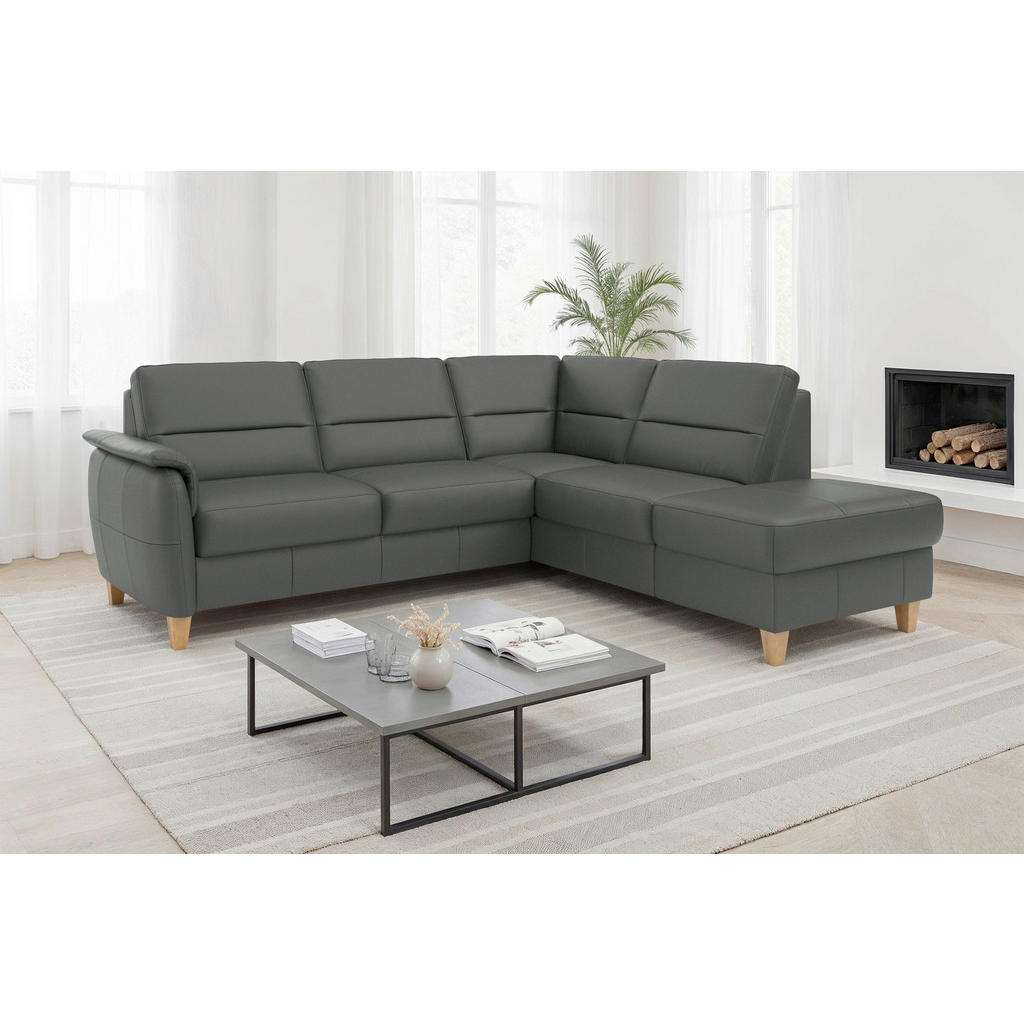 Sit & More ROHOVÁ SEDAČKA, textil, kůže, antracitová 2