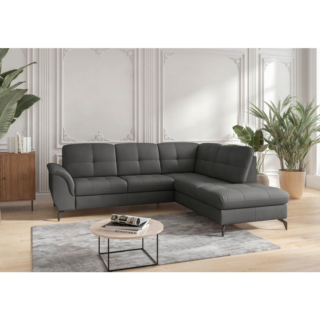 Sit & More ROHOVÁ SEDAČKA, textil, kůže, antracitová