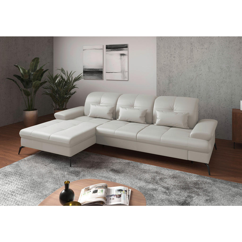 Sit & More ROHOVÁ SEDAČKA, textil, kůže, bílá