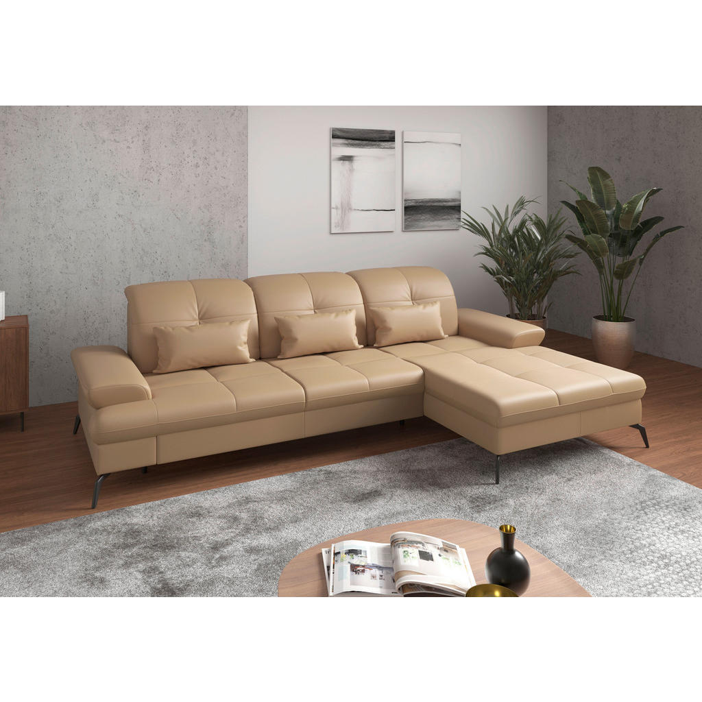 Sit & More ROHOVÁ SEDAČKA, textil, kůže, cappuccino 2
