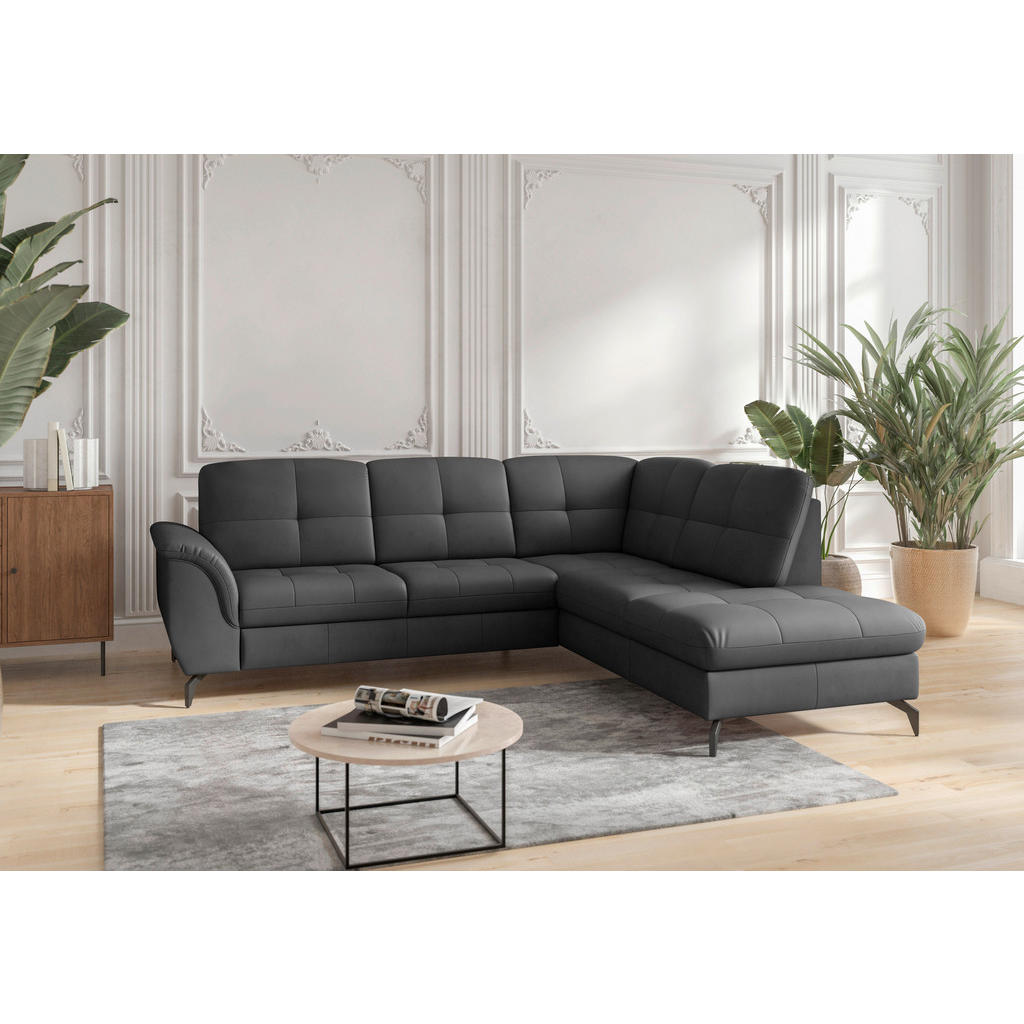 Sit & More ROHOVÁ SEDAČKA, textil, kůže, černá