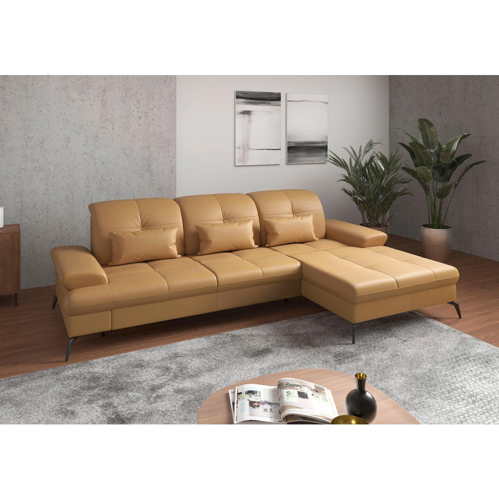 Sit & More ROHOVÁ SEDAČKA, textil, kůže, curry žlutá 1