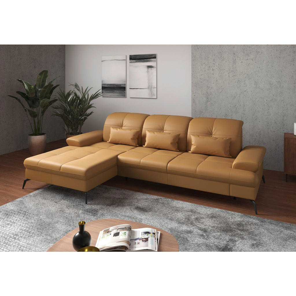 Sit & More ROHOVÁ SEDAČKA, textil, kůže, curry žlutá
