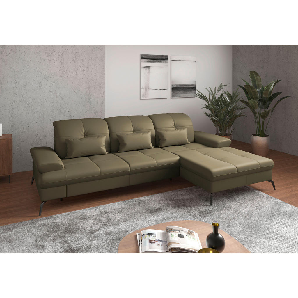 Sit & More ROHOVÁ SEDAČKA, textil, kůže, olivově zelená 2