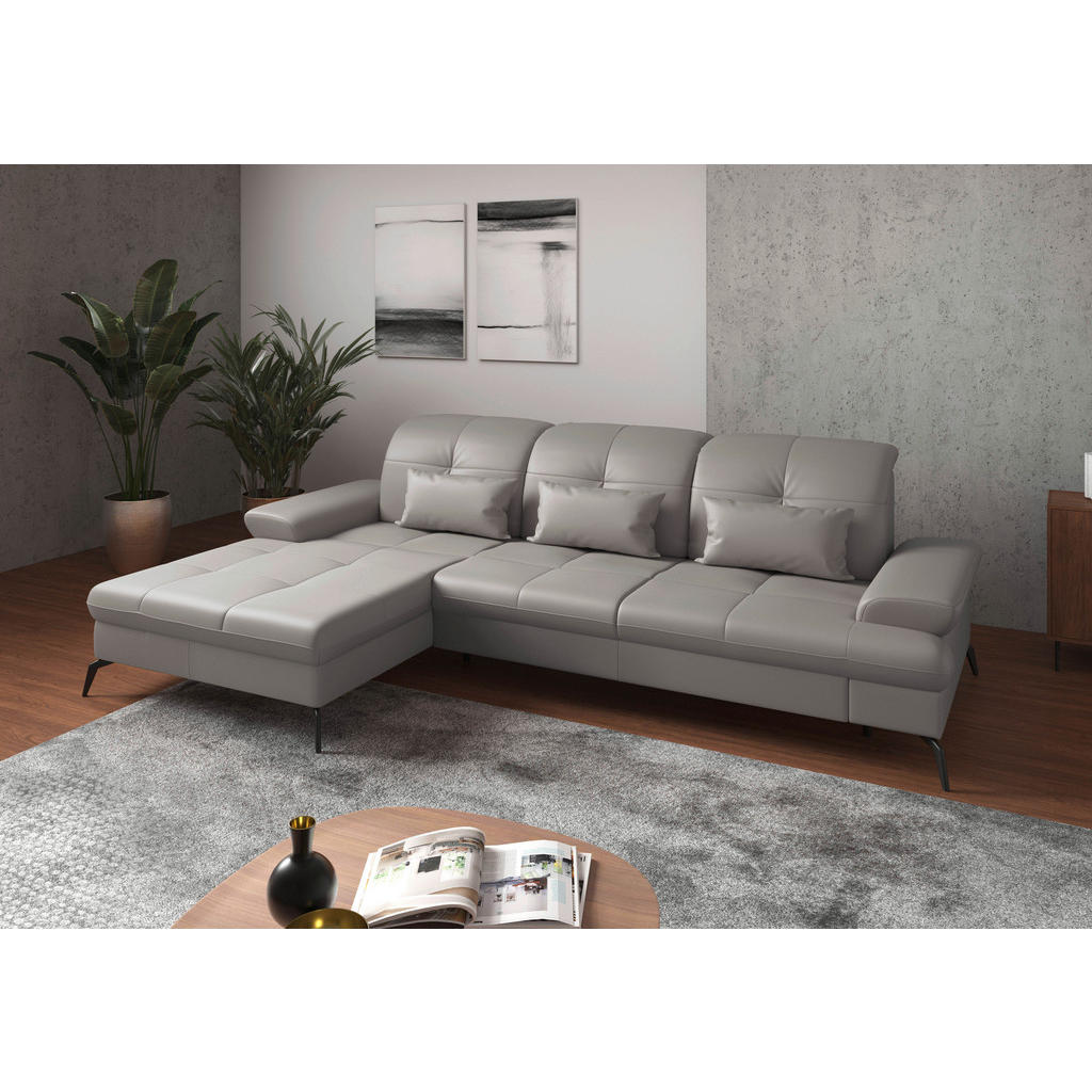 Sit & More ROHOVÁ SEDAČKA, textil, kůže, světle šedá 1