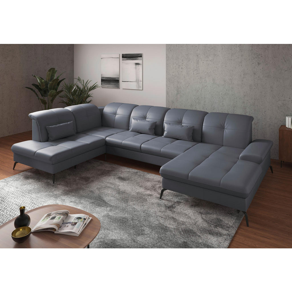 Sit & More SEDACÍ SOUPRAVA, kůže, šedomodrá 1