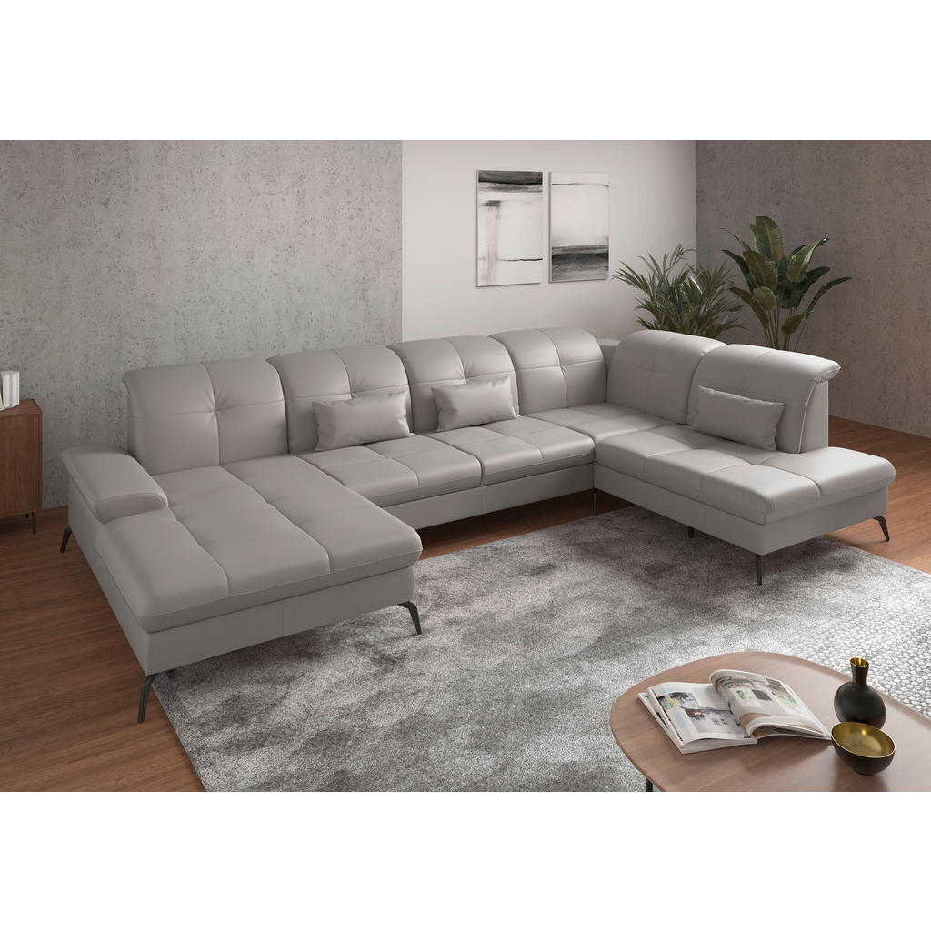 Sit & More SEDACÍ SOUPRAVA, kůže, světle šedá 1