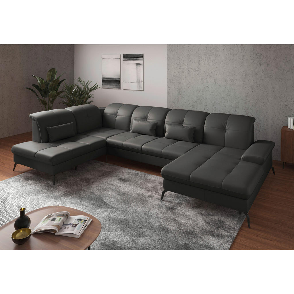 Sit & More SEDACÍ SOUPRAVA, textil, kůže, antracitová 1