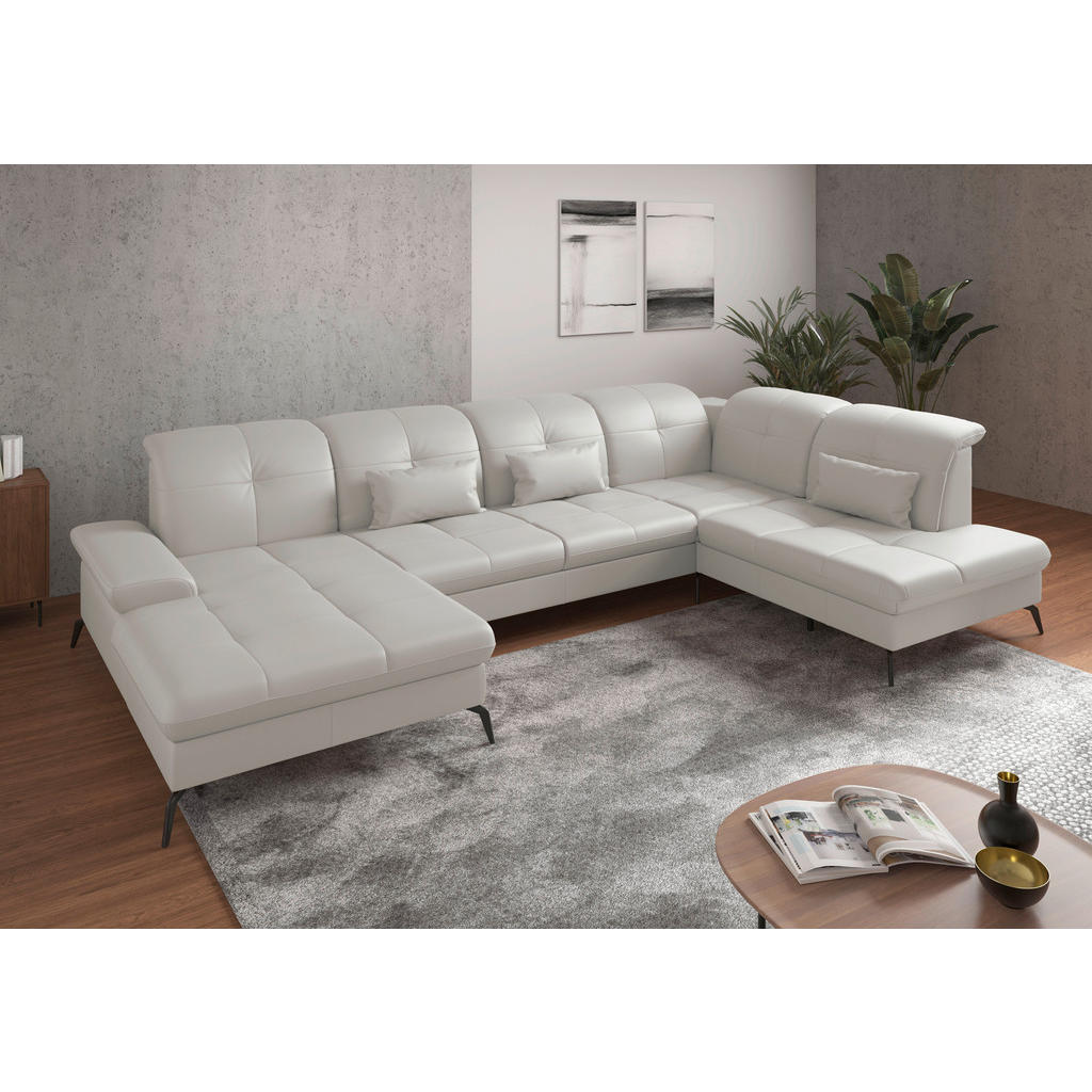 Sit & More SEDACÍ SOUPRAVA, textil, kůže, bílá 1