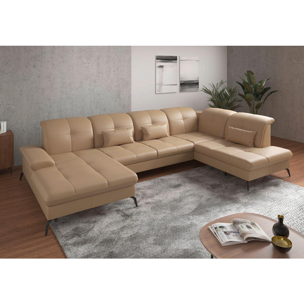 Sit & More SEDACÍ SOUPRAVA, textil, kůže, cappuccino 1