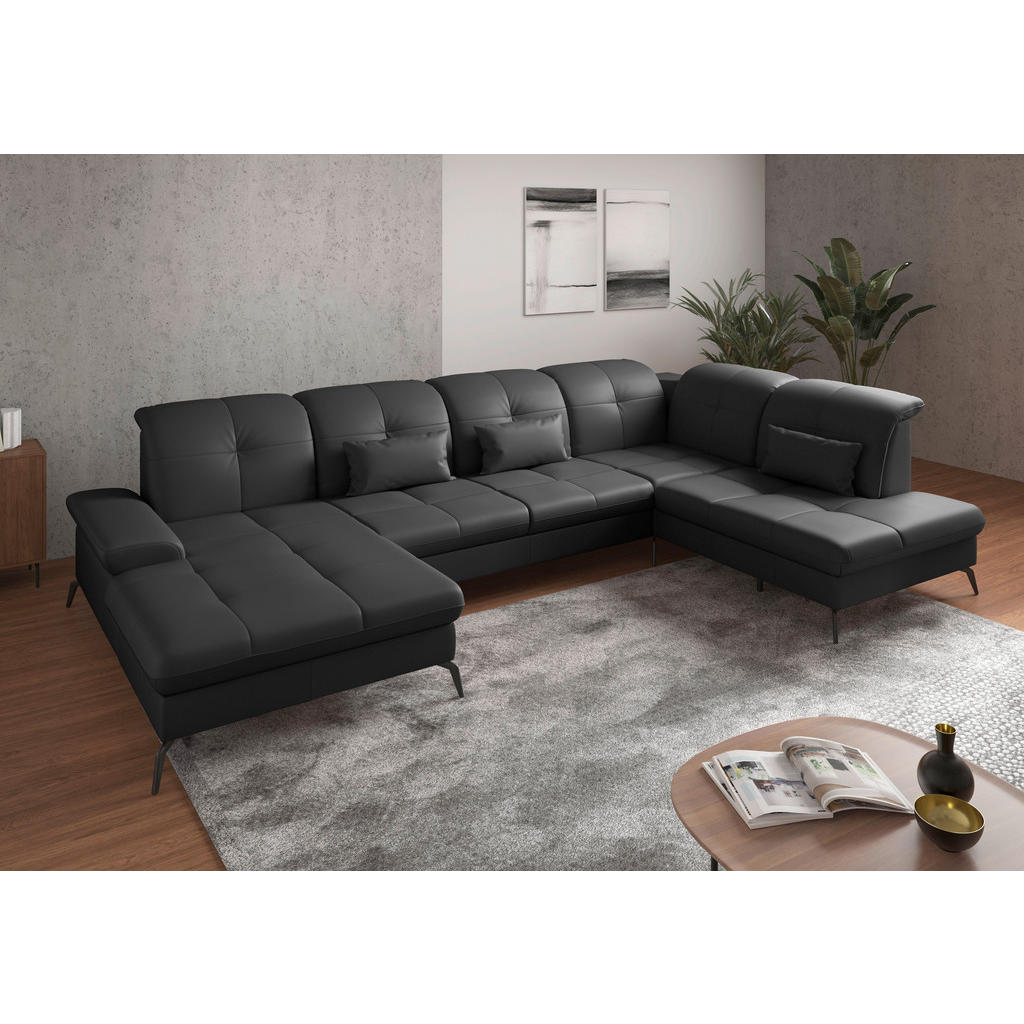 Sit & More SEDACÍ SOUPRAVA, textil, kůže, černá 1