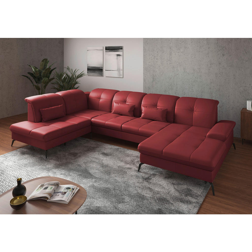 Sit & More SEDACÍ SOUPRAVA, textil, kůže, červená 1