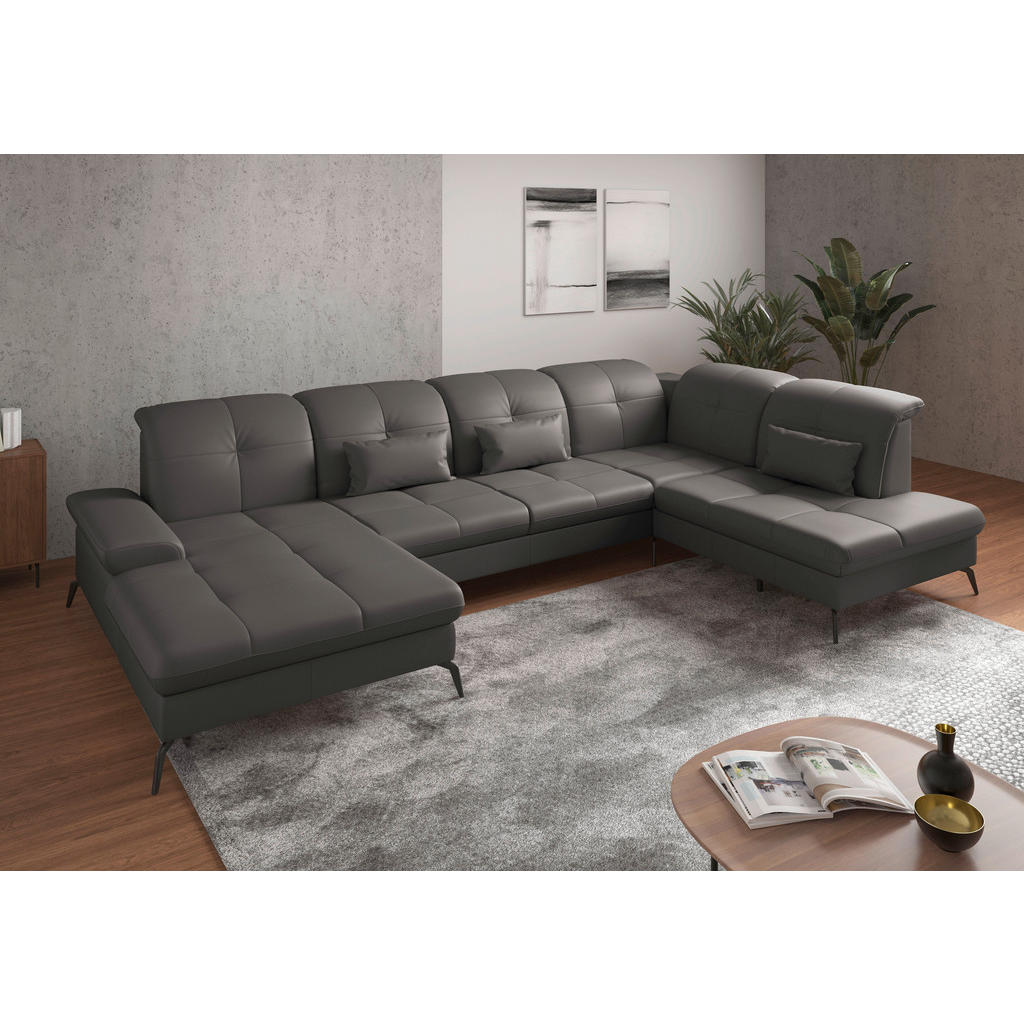 Sit & More SEDACÍ SOUPRAVA, textil, kůže, mokka 1