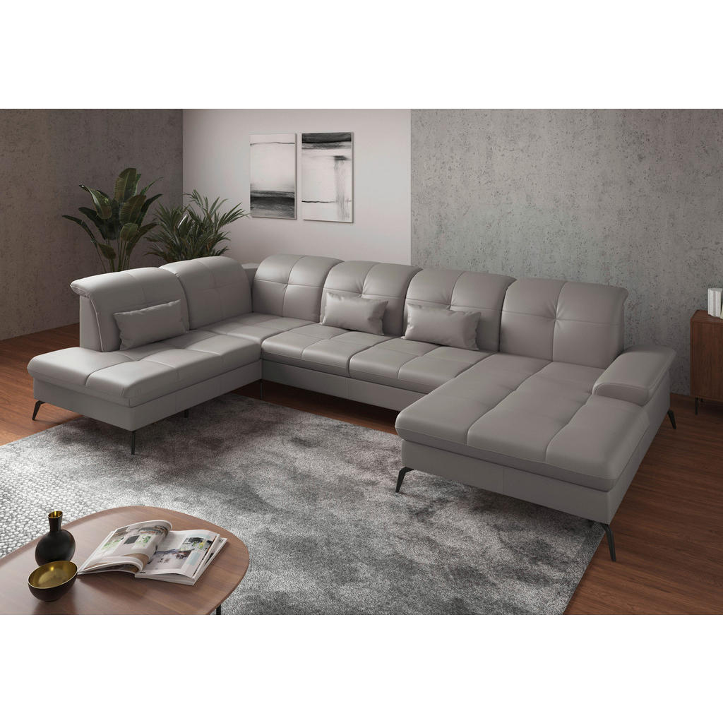 Sit & More SEDACÍ SOUPRAVA, textil, kůže, světle šedá 1