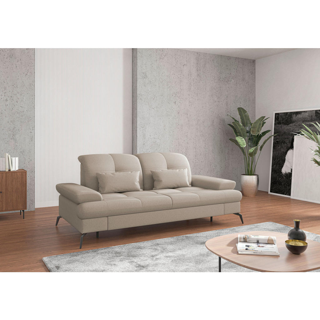 Sit & More TŘÍMÍSTNÁ POHOVKA, textil, šedohnědá