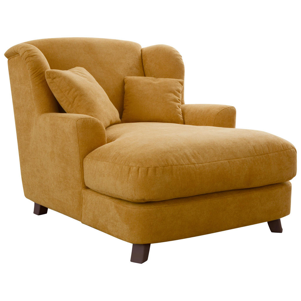 Sit & More XXL KŘESLO, textil, kompozitní dřevo, hořčicově žlutá