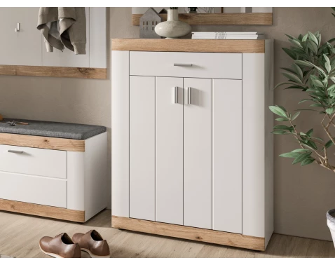 Skříňka s policemi/botník Laredo, bílá/dub nox