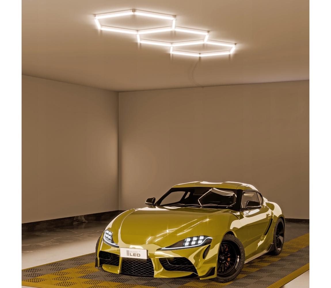 SmartLED LED Stropní svítidlo HEXAGON LED/128W/85-265V 4000K 248x97 cm CRI 90 IP54 bílá 5432