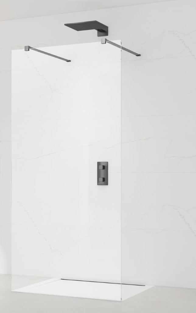 Sprchová zástěna Walk-in 90 cm SAT v barvě profilu Gun metal SATBWI90ZAVGM SATBWI90ZAVGM