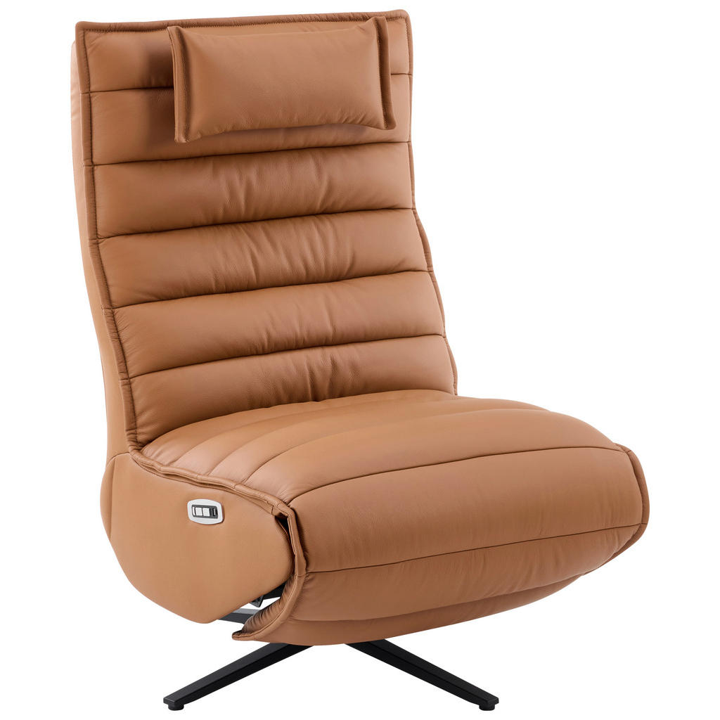 Stylife RELAXAČNÍ KŘESLO, kov, textil, kůže, černá, koňaková