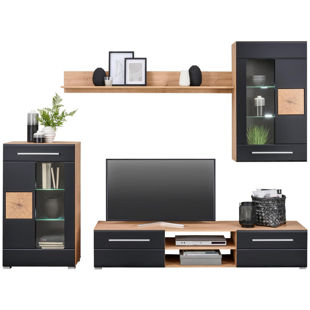 Ti'me OBÝVACÍ STĚNA černá, dub artisan