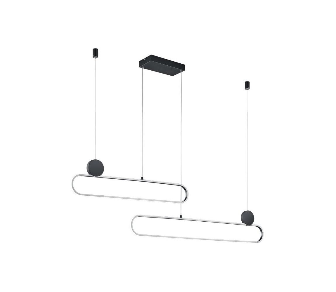 Trio - LED Stm. lustr na lanku GRANT LED/54W/230V 2300/3000/4000K černá/chrom 342710205