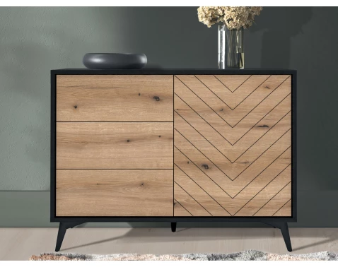 Úložná komoda se zásuvkami Diamond, černá/dub