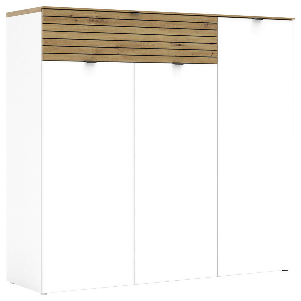 Voleo BOTNÍK, bílá, dub artisan, 136/125/41 cm