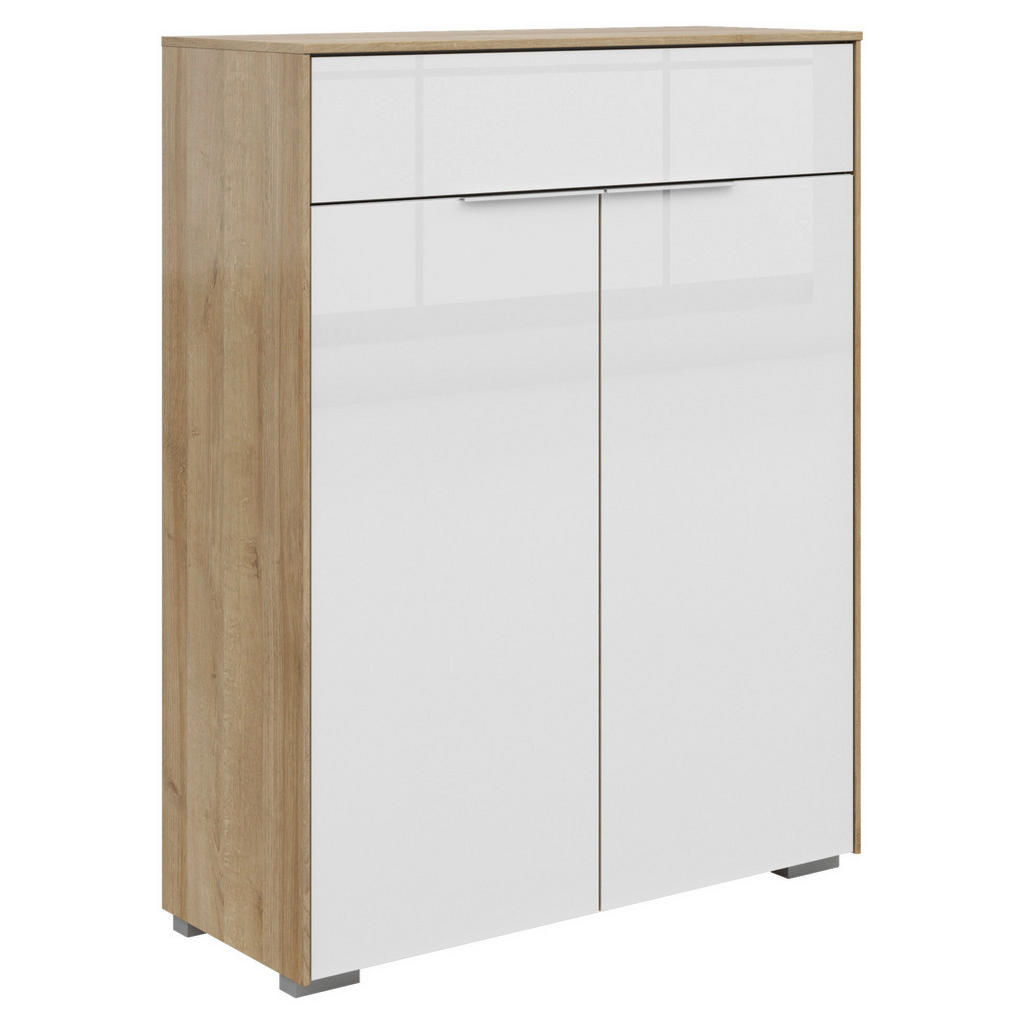 Voleo KOMODA, bílá, barvy dubu, 81/110/37 cm