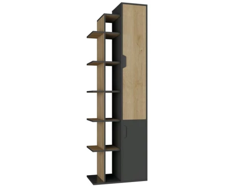 Vysoký regál s dveřmi Nano, dub/grafit