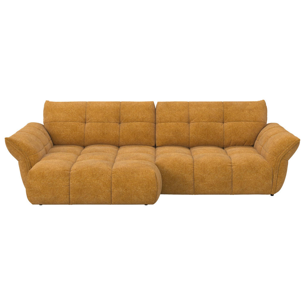 Welnova ROHOVÁ SEDAČKA, textil, tmavě žlutá