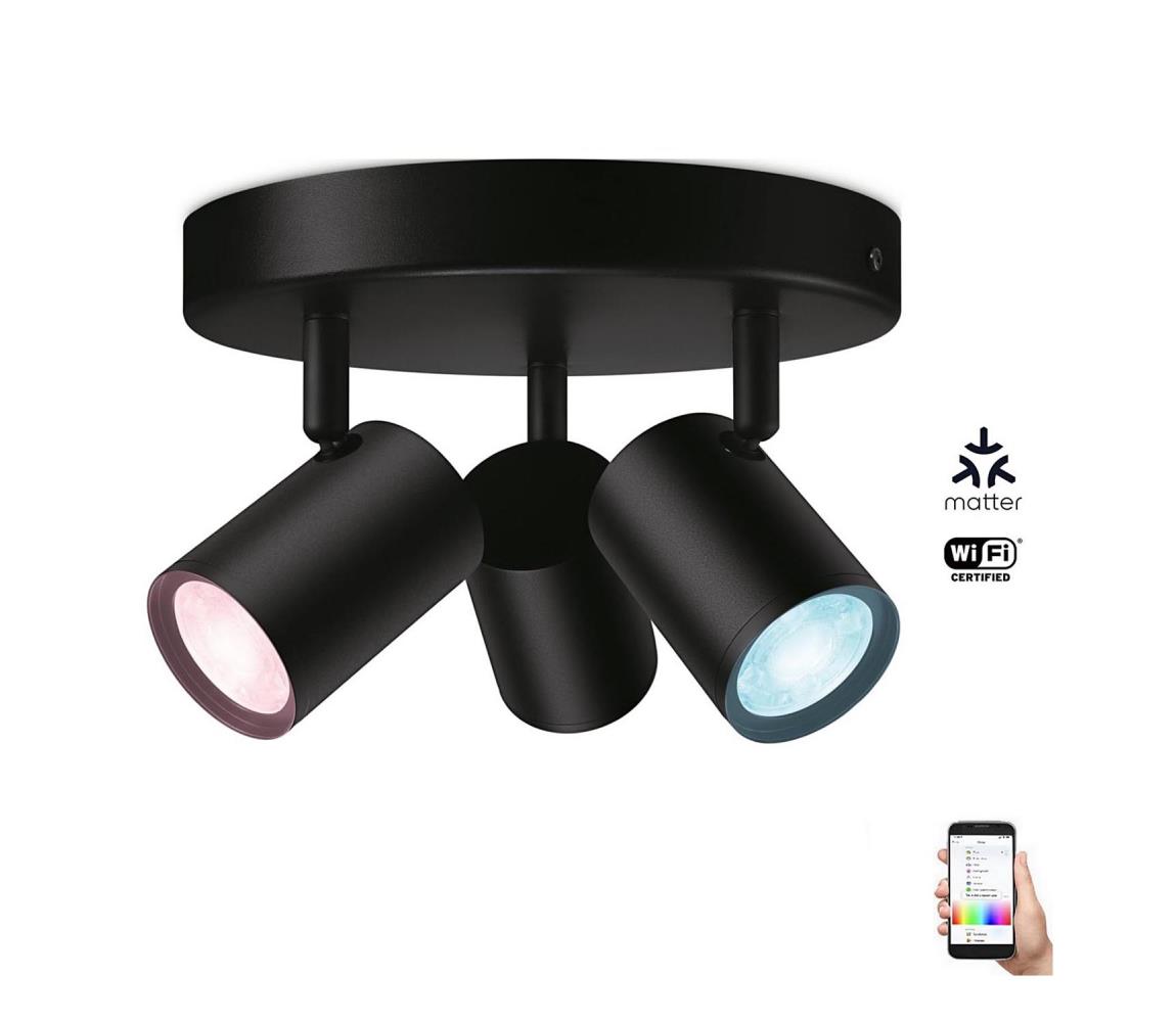 WiZ - LED RGBW Stmívatelné bodové svítidlo IMAGEO 3xGU10/4,9W/230V černá Wi-Fi 8719514554535