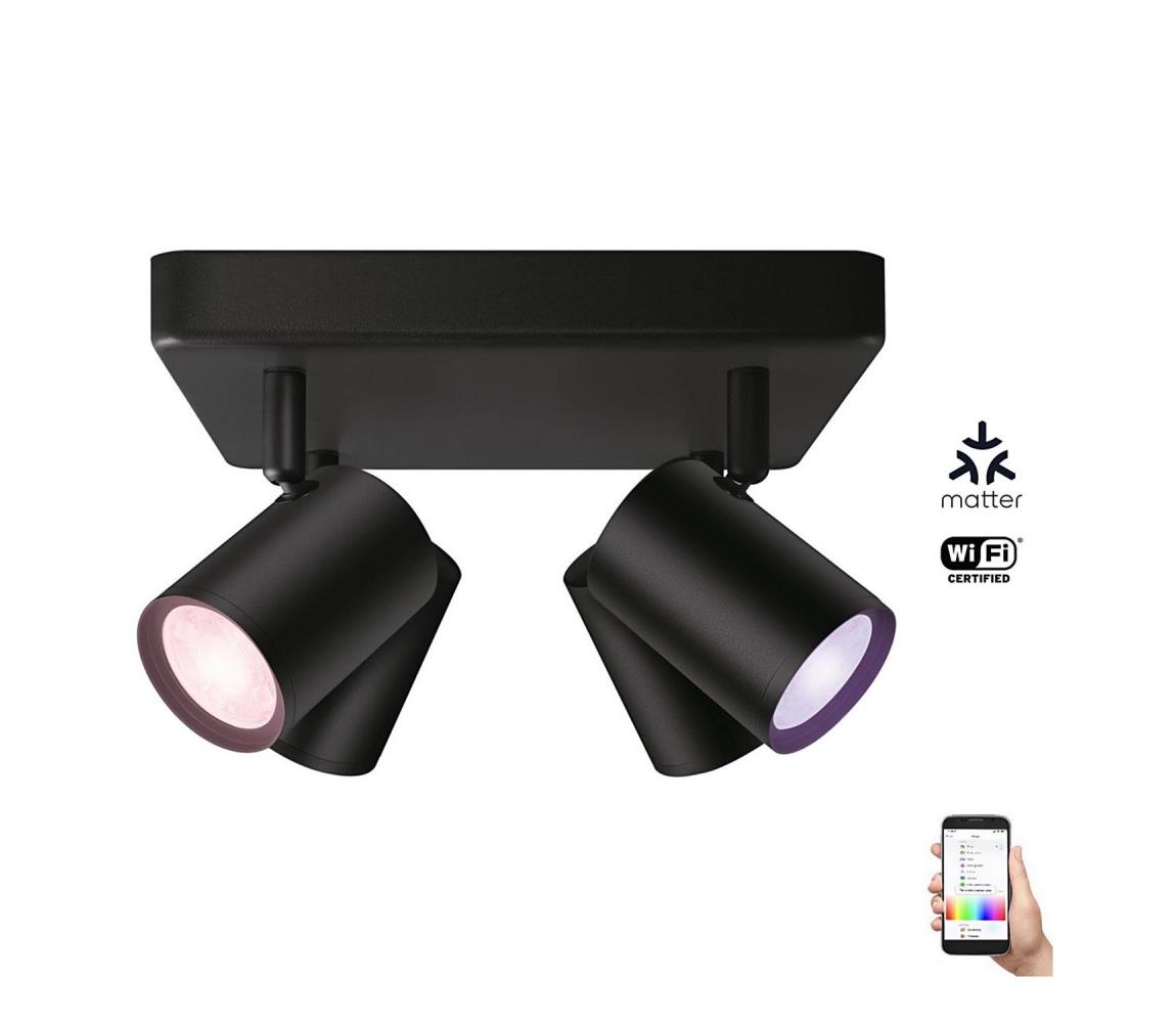 WiZ - LED RGBW Stmívatelné bodové svítidlo IMAGEO 4xGU10/4,9W/230V černá Wi-Fi 8719514554573