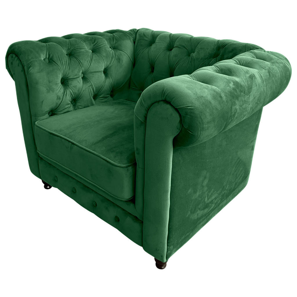 Xora KŘESLO CHESTERFIELD, textil, zelená, černá