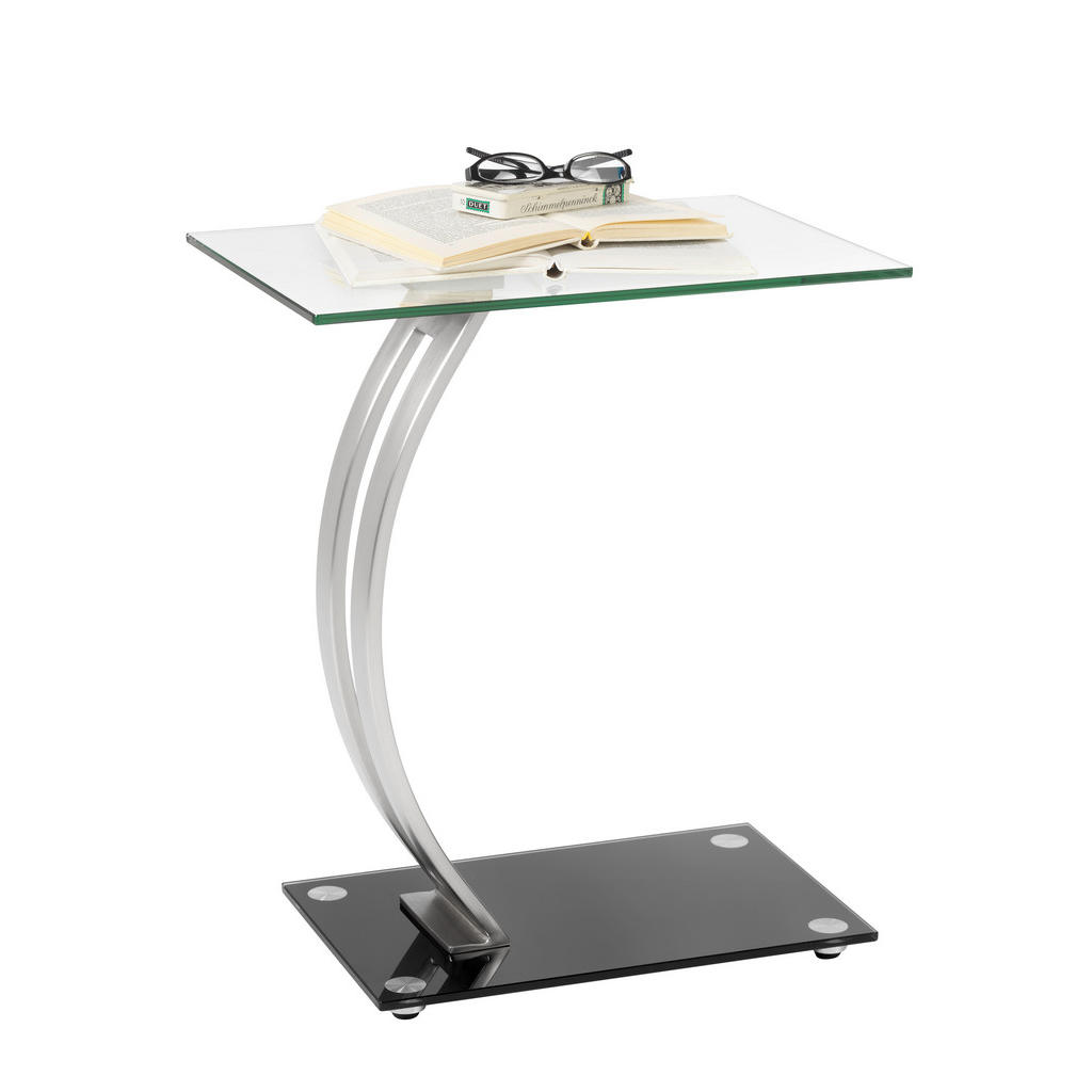 Xora ODKLÁDACÍ STOLEK, čiré, černá, barvy stříbra