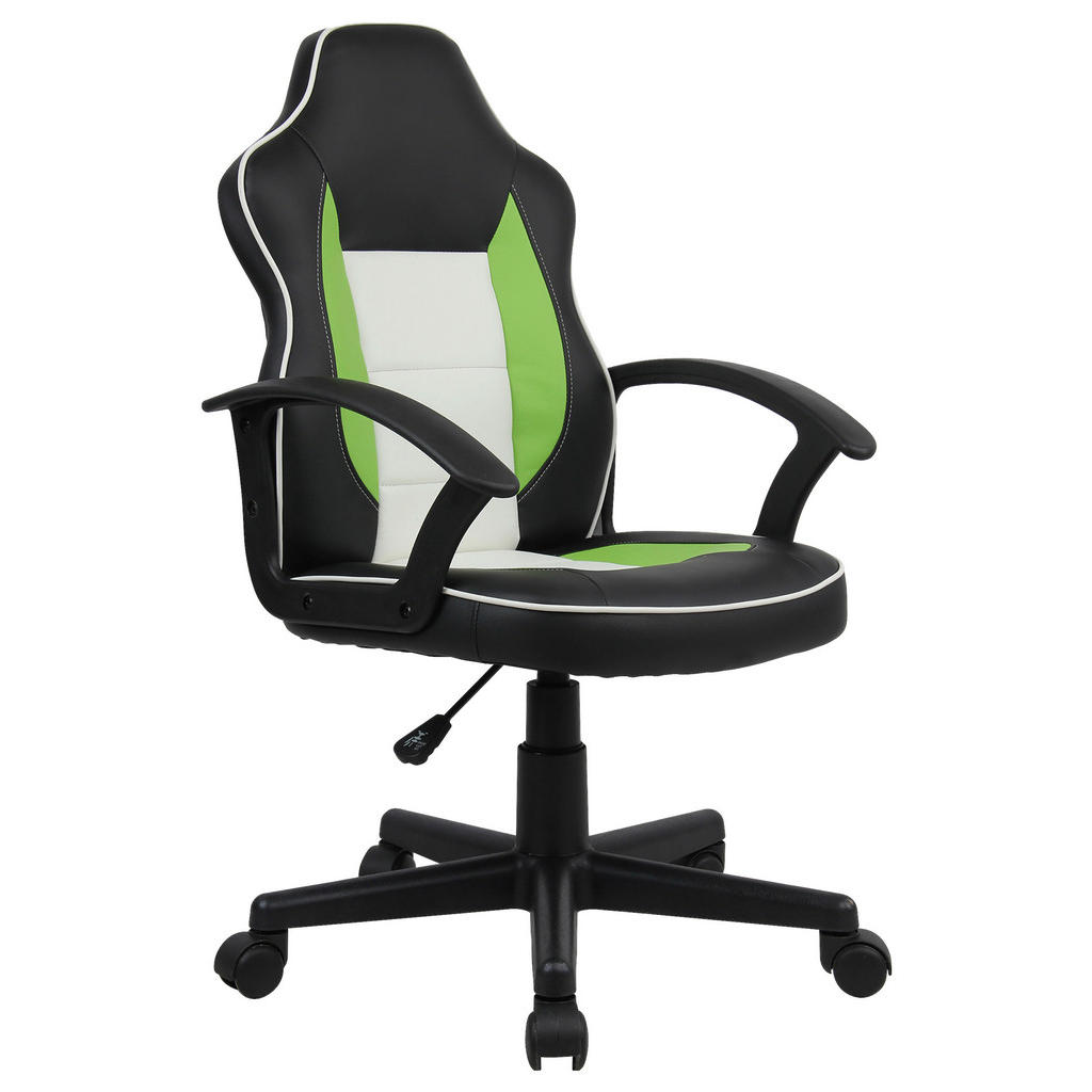 Xora OTOČNÁ ŽIDLE PRO MLÁDEŽ, vzhled kůže, zelená, černá, bílá