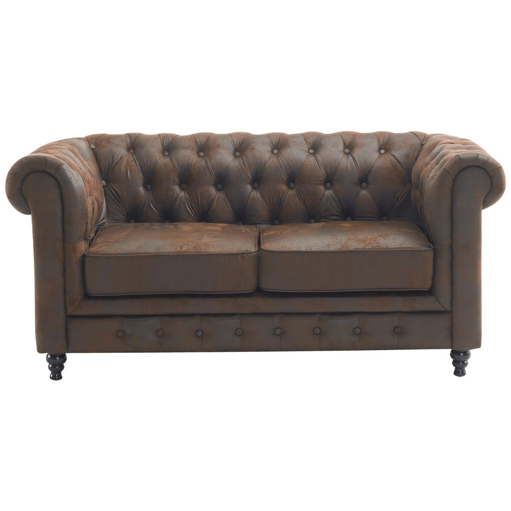 Xora POHOVKA CHESTERFIELD, dřevo, textil, hnědá, černá