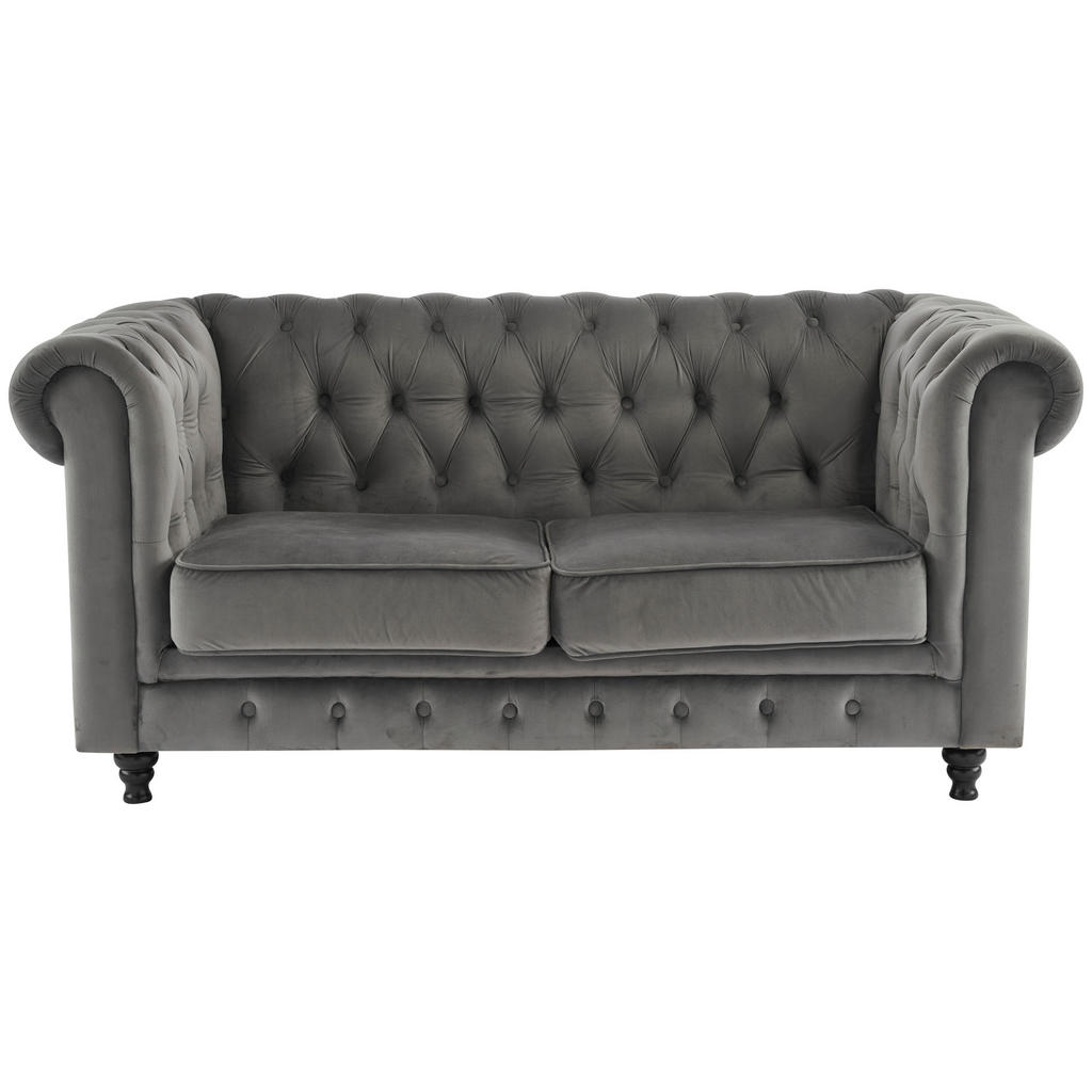 Xora POHOVKA CHESTERFIELD, dřevo, textil, šedá, černá