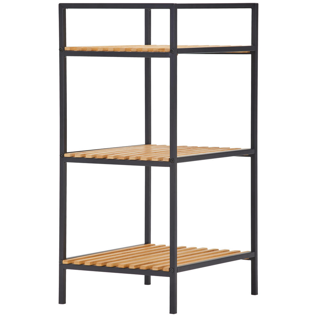 Xora REGÁL, hnědá, přírodní barvy, černá, železo, 39/70/32,5 cm